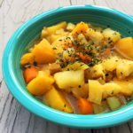 Vegan root vegetable stew - This hearty, comforting, and delicious vegan root vegetable stew is quick and easy, naturally gluten and dairy free, and packed with vitamins and minerals to keep you healthy and help you lose weight! #vegan #glutenfree #dairyfree #instantpot #stew #fallrecipes #fall