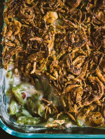 Put the can down. This super simple dairy free green bean casserole recipe is onion-y, savory, and hearty (and gluten free)! You just THOUGHT you liked green bean casserole before. Or if you didn't, you might like this REAL version. You won't find any processed ingredients or MSG here.